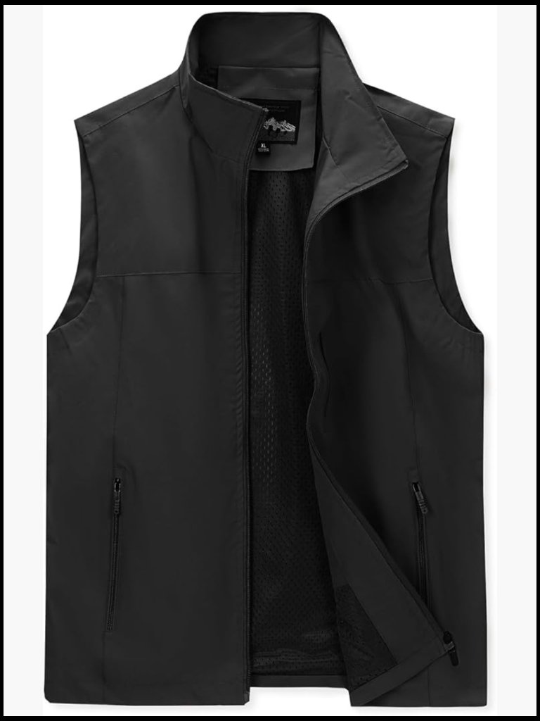 Men's Lightweight Polyester Cargo Vest For Outdoor Work Hiking Travel